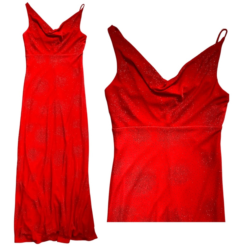 Arianna Red Evening Dress with Sparkle Detail for Women